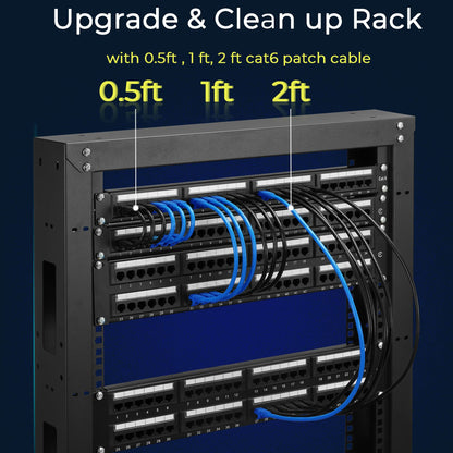 Rapink Patch Cables Cat6 2ft (24 Pack), Ethernet Patch Cable 10G, Cat 6 Patch Cable for Patch Panel to Switch, Flexiable Cat 6 Ethernet Cable with Gold Plated Blue