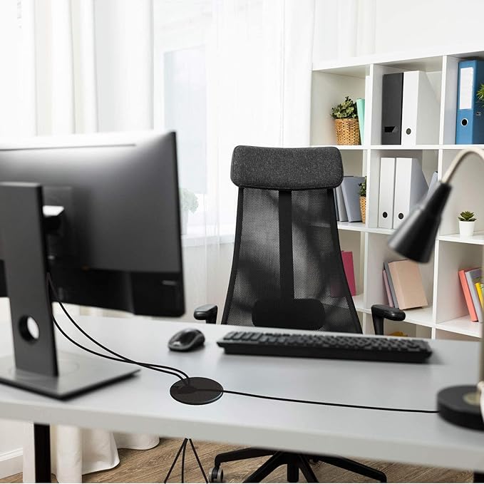 MAHDPRO Desk Grommet 2 Inch (50 mm) Pack of 10 - Black ABS Plastic Desk Cord Hole Cover to Arrange Cables & Wires Through Computer Table/Countertops