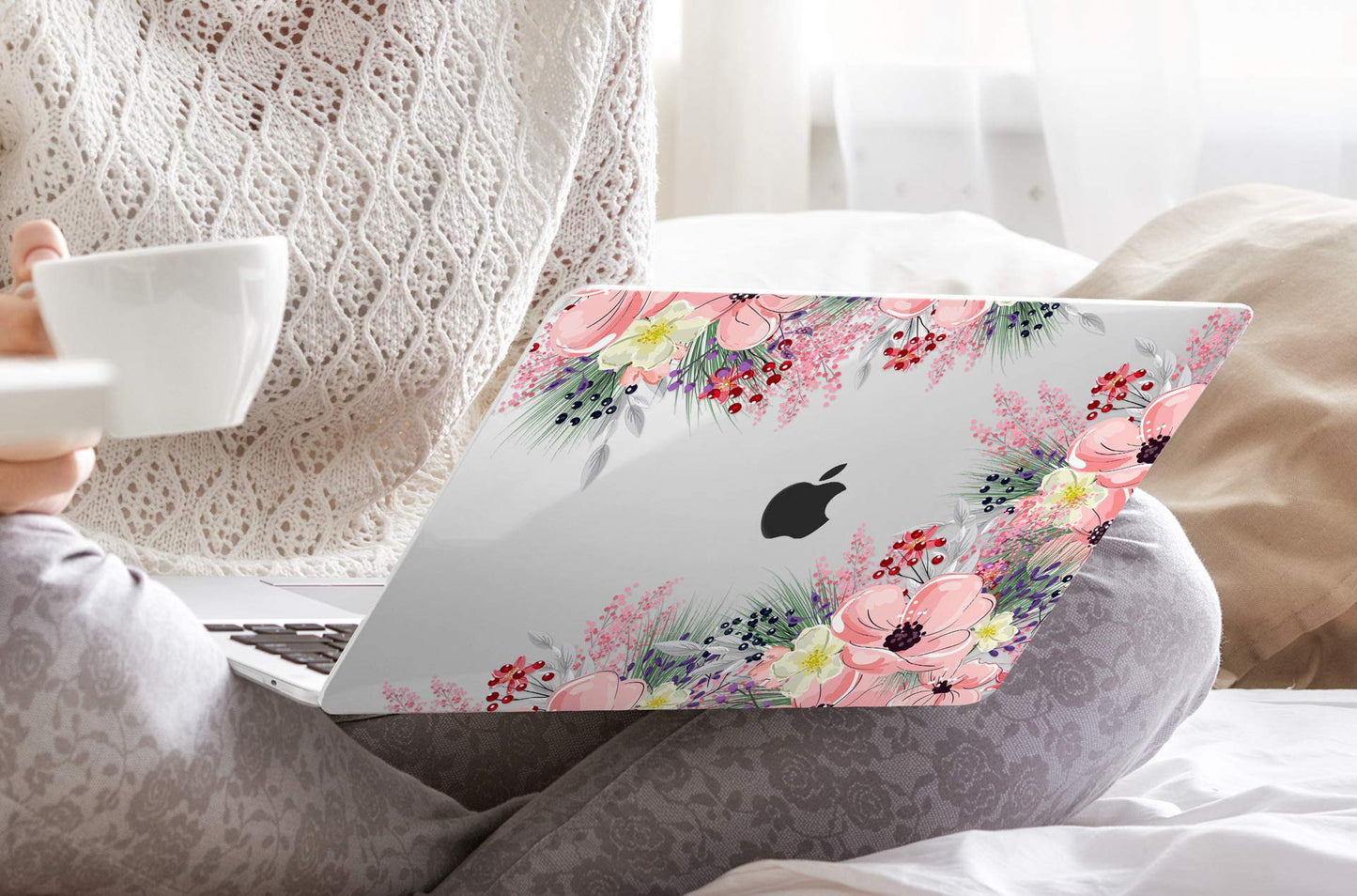 Laptop Case for MacBook Air 13 2020 2019 2018 with Touch ID & Retina Display Floral Series Hard Shell with Keyboard Cover Screen Protector for New Mac Air 13.3 inch A2337 A2179 A1932, Beautiful Floral