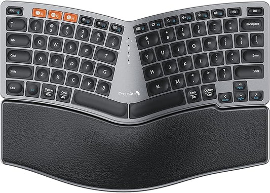 ProtoArc Bluetooth Ergonomic Keyboard, Compact Wireless Ergo Split Keyboard, Palm Rest, Natural Typing