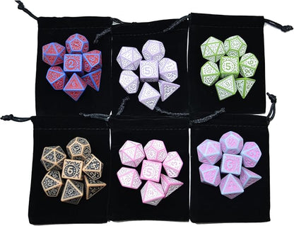 SmartDealsPro Retro Polyhedral Dice Sets with Pouches for D&D DND RPG MTG Dungeon and Dragons Table Board Roll Playing Games D4 D6 D8 D10 D% D12 D20