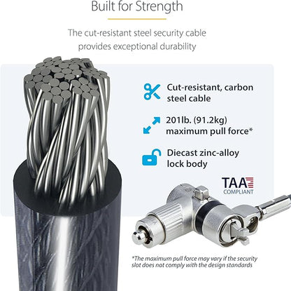 StarTech.com 25-Pack Universal Laptop Lock 6.6ft (2m), Master Keyed Security Cable, Compatible with Noble Wedge/Nano/K-Slot; TAA