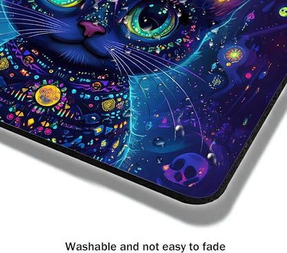 Mouse Pad, Cute Purple Cartoon Cat Mouse Pads for Desk, 9.5" x 7.9" Non-Slip Rubber Base Computer Mousepad with Women, Portable Square Design for Wireless Mouse and Pad Laptop Office & Travel