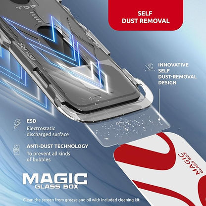 Tempered Glass Screen Protector for iPhone 15 Pro – Full Edge-to-Edge Protection Phone Screen Protector with Applicator, 9H Hardness, Oleophobic Coating - Accessories for iPhone 15 Pro