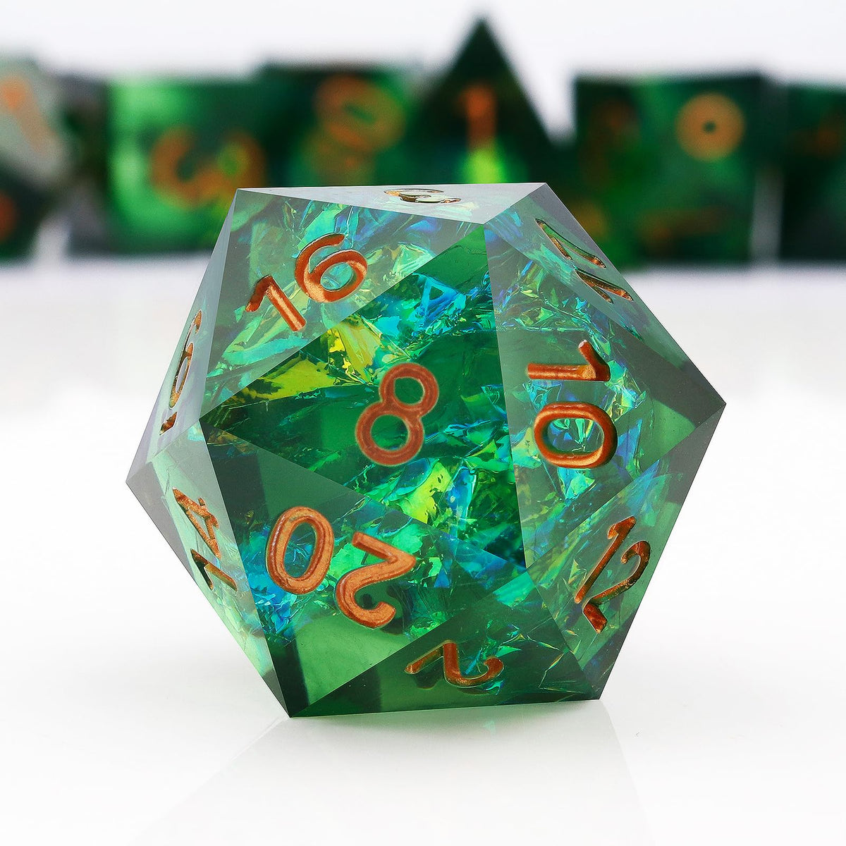 Haxtec Sharp Edge DND Dice Set, Iridescent Resin Polyhedral RPG Dice