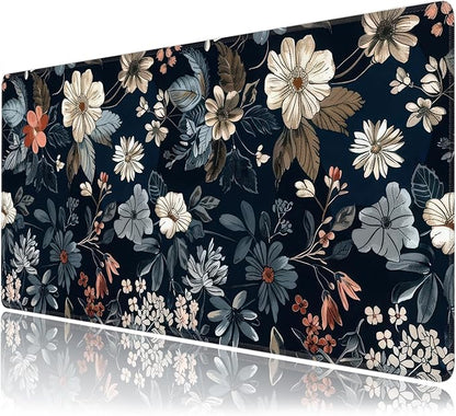 Dark Flower Large Mouse Pad,Gaming Keyboard Desk Pad,Extended Mouse Mat Non-Slip Rubber Base with Stitched Edges for Office Game Home XXL 35.4"x15.7"