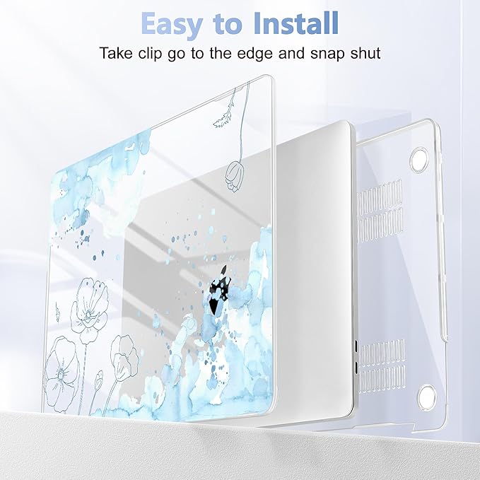 Case for MacBook Pro 13 inch with/Without Touch Bar (2016-2022, M2 A2338 M1 A2289 A2251 A2159 A1989 A1706 A1708), Hard Shell + Keyboard Cover + Dust Plug, Abstract Floral