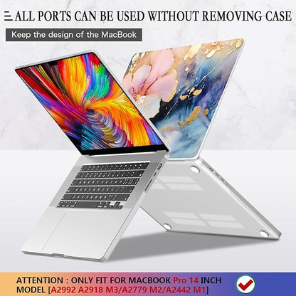 CISSOOK Plastic Hard Shell Compatible with MacBook Pro 14 inch Case 2024 2023 2022 2021 Release, M4 A3112 A3185 A3401 M3 A2918 A2992 M2 A2779 M1 A2442 Pro/Max Chip, Marble Flower