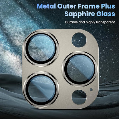 Uyiton Compatible with iPhone 16 Pro/iPhone 16 Pro Max Camera Lens Protector - [Not Easy to Break][Strong Adsorption][Case-Friendly] Metal Tempered Glass Rear Camera Screen Cover - Natural, 2 Pack