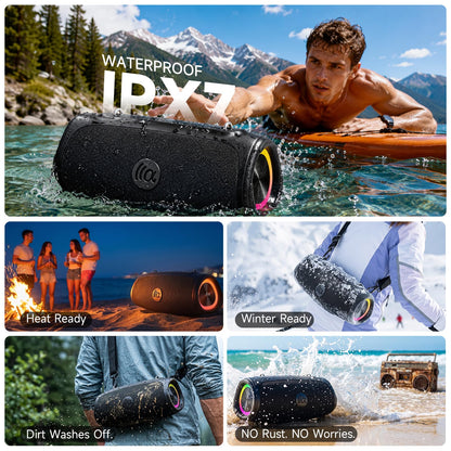 TAZATA Bluetooth Speaker Wireless, 90W Peak Loud Boombox Outdoor Speakers