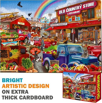 Quokka Puzzles for Adults 1000 Pieces and Up - 3 Pack of 1000 Piece Puzzles for Kids Ages 8-10-12 - Enjoy Market, Lighthouse and Camping Designs for Women and Men
