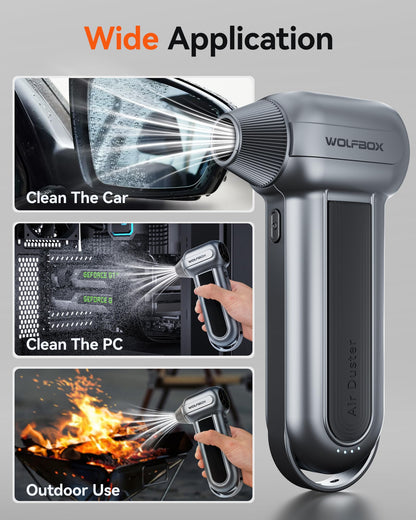 WOLFBOX MF100 Compressed Air Duster, 150000RPM Turbo Fan, 45 m/s Airflow