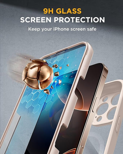 Miracase Magnetic for iPhone 16 Pro Case Full-Body Phone with Built-in Glass Screen Protector, [Compatible with MagSafe] Military Drop Proof 16 Pro Cover Bumper 6.3 inch, Desert