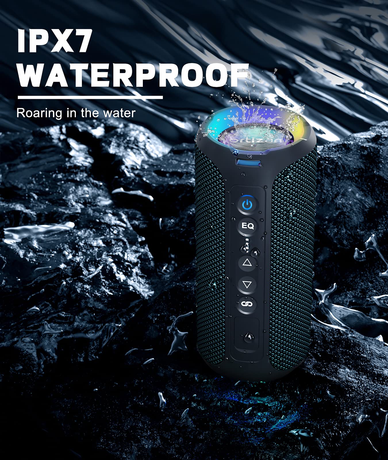 Ortizan Portable Bluetooth Speaker (2nd Gen), 40W powerful sound and deep bass, IPX7 waterproof, 30 hours of playtime, TWS for 2 speakers pairing for home, outdoor and travel - Electronics gift, Black