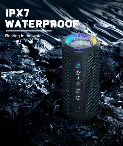 Ortizan Portable Bluetooth Speaker (2nd Gen), 40W powerful sound and deep bass, IPX7 waterproof, 30 hours of playtime, TWS for 2 speakers pairing for home, outdoor and travel - Electronics gift, Black