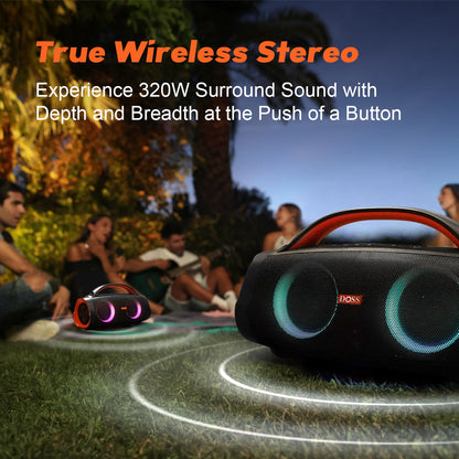 DOSS Extreme Boom Pro 100W Loud Outdoor Speaker, IPX6 Waterproof for Beach