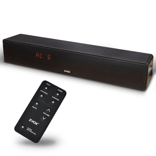 ZVOX Dialogue Clarifying Sound Bar - Patented Hearing Technology, AccuVoice TV Sound Bar with 12 Levels of Voice Boost, 17" Home Theater TV Speakers, Ideal for Smart TVs - AV157 Black