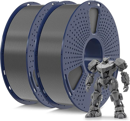 SUNLU PETG Filament 1.75mm Bundle, Less Stringing and Good Layer Adhesion 3D Printer Filament, Individually Vacuum Packed, 2kg in Total, 1kg per Spool, PETG 2 Pack, Grey+Grey
