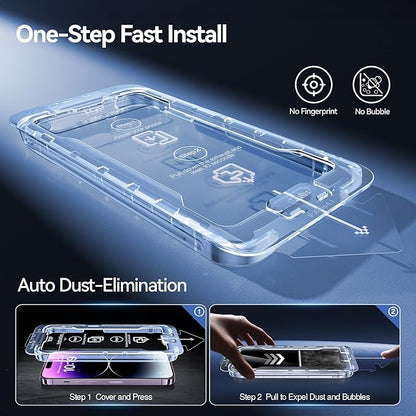 SMARTDEVIL 2+2Pack Privacy Screen Protector for iPhone 14 Plus with Camera Lens Protector,Shatterproof Tempered Glass [True 28°Anti Spy][9H Hardness][Automatic Dust-Elimination Install][Bubble Free]