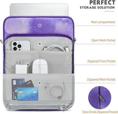 MoKo Laptop Sleeve Bag for 13.3-14 Inch, Notebook Carrying Case with Pocket Fits 13 inch iPad Air M3 2025, MacBook Pro M3/2 14"/13" M2/M1 Max 14.2/Air 13.6, Surface Pro 9/8 13",Purple Starry Sky