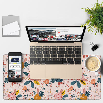 NITAHHHY Gaming Desk Pad Large Extra Length Hand Drawn Floral Mouse Pad Keyboard Laptop Non-Slip Waterproof with Rubber Base Thick Stitched Edge Mouse Mat for Office Home 35.4 x 15.7 Inches