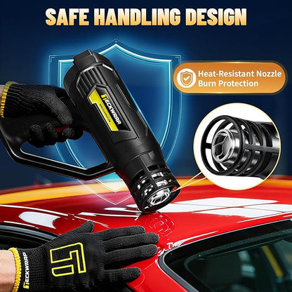 TECKWRAP Heat Gun 2000W with LCD Display, Adjustable Hot Air Gun for Vinyl Wrap, Shrink Wrap, Paint Removal & DIY Crafts (122–1202°F)