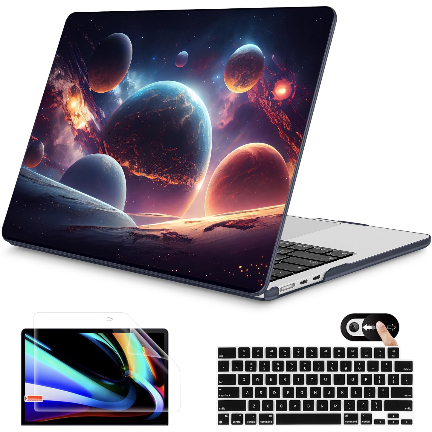 Mektron for 2026 MacBook Air 13-inch M5 Laptop Case A3449 with 13.6-inch Liquid Retina Display Fits 2025 A3240 M4 2024 A3113 M3 2023 A2681 M2 Printed Hard Shell for MacBook Air 13.6", Planets