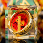 ORIFANTOU Magic Golden Ring DND Dice Set with Case, Green Resin Sharp Edge D and D Dice for use with D&D Tabletop Games Lord Handmade Polyhedral Dice Set D20 D12 D10 D8 D6 D4