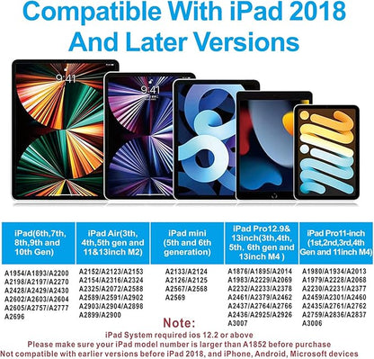 Stylus Pen for iPad 2018-2025 with Palm Rejection, Apple Pencil for Pad11th/10th/9th/8th/7th/6th Gen, iPad Pro 11/12.9 inch, New iPad Air 2025 11&13-inch(M3/2) /5th/4th/3th Gen, iPad mini 6th/5th