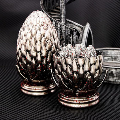 ARUOHHA DND Metal Dice Blood Splatter Dragon Egg Dice with Rotating Dragon Egg Shell, Role Playing Game RPG Polyhedral D and D Dice Set D20 D12 D10 D8 D6 D4