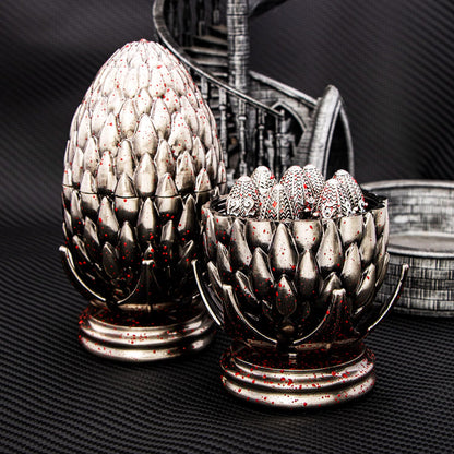 ARUOHHA DND Metal Dice Blood Splatter Dragon Egg Dice with Rotating Dragon Egg Shell, Role Playing Game RPG Polyhedral D and D Dice Set D20 D12 D10 D8 D6 D4