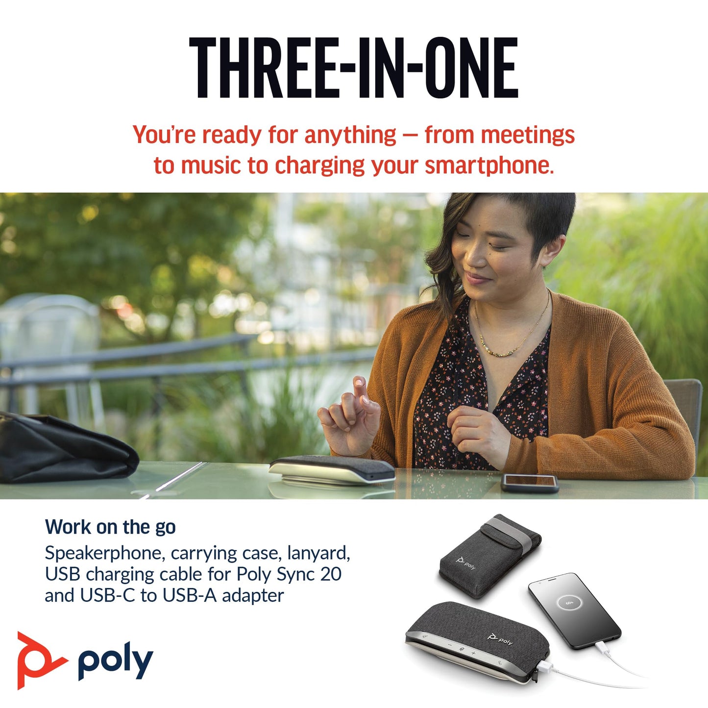 Poly Sync 20 USB-C Personal Portable Smart Speakerphone (Plantronics) – Long Battery Life – Noise/Echo Reduction -Works w/Teams (Certified), Zoom, PC, Mac, Mobile – Amazon Exclusive