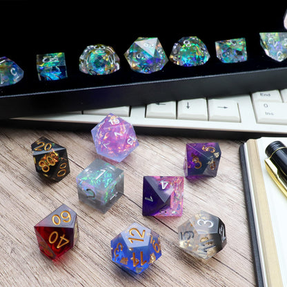 Haxtec Mystery Sharp Edge DND Dice Set, Resin Polyhedral RPG Dice