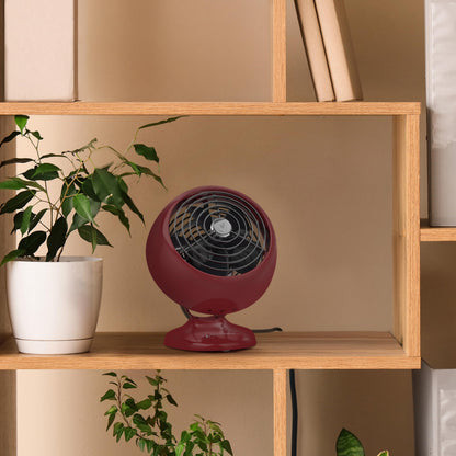 Vornado VFAN™ Mini Classic Vintage Metal Desk Fan, 2-Speed, Adjustable Tilt, Personal Air Circulator for Bedroom, Office, Dorm Room, Portable Quiet, Claret
