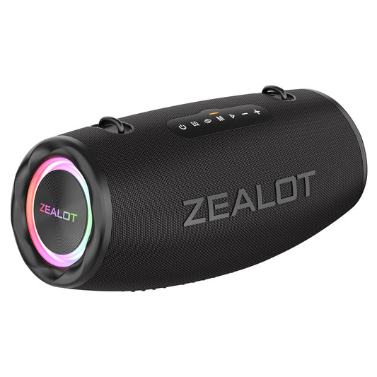 ZEALOT 80W RMS (100W Peak) Portable Bluetooth Speaker, Stereo Sound with Deep Bass,IPX6 Waterproof, LED Light,Bluetooth 5.2, Indoor/Outdoor Speaker for Party, Gathering, Pool, Camping,Travel (Black)
