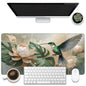 KOAIWPAE Desk Mat, Watercolor Pink Flowers Desk Pad, Green Leaves Flowers Large Gaming Mouse Pad for Desk, 31.5"x15.7" Extended Big Computer Keyboard Mouse Pad with Non-Slip Base and Stitched Edge