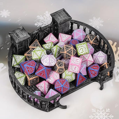 CiaraQ DND Polyhedral Dice Set (42pcs) with A Gold Pattern Drawstring Bag for Dungeons and Dragons RPG MTG Table Games. 6 Sets Fantasy Role Playing Dice