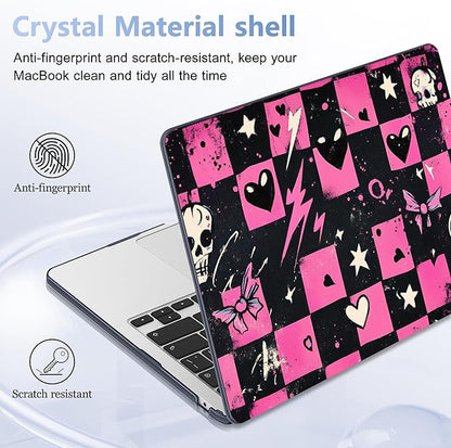 Case for MacBook Air 15 Inch 2025 2024 2023 Release M4 A3241 M3 A3114 M2 A2941, Hard Shell with Screen Protector & Keyboard Cover, Compatible with Touch ID, Pop Punk Checkerboard