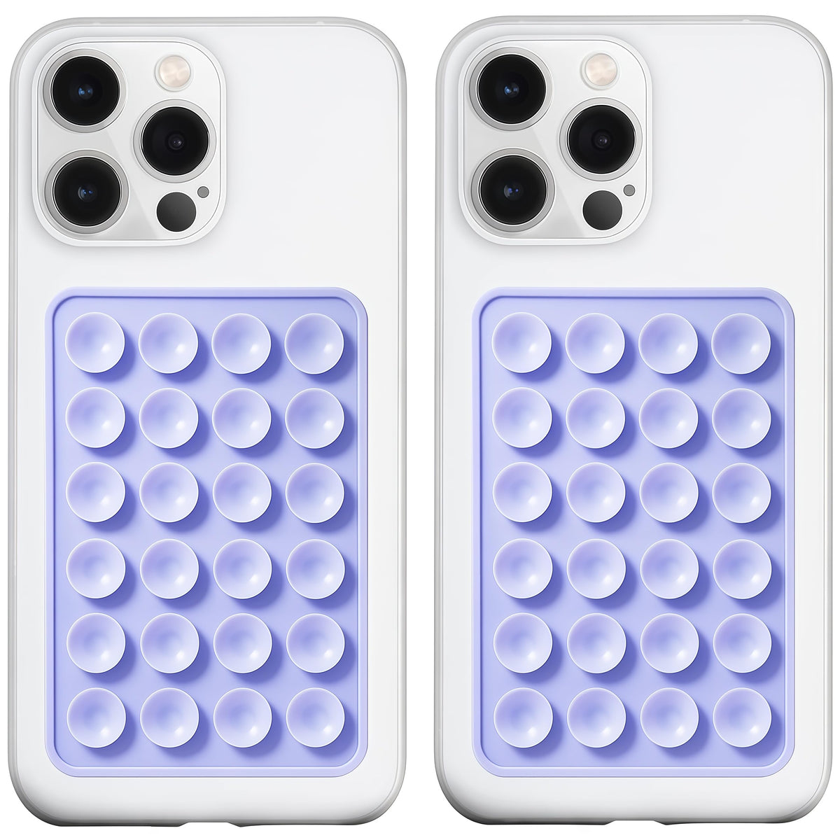 LvShuLiangPin Anteel 2 Pack Silicone Suction Phone Case Mount, Silicon Adhesive Phone Grip for Smartphones, Hands-Free Mirror Shower Phone Holder for Selfies, Tiktok Videos (LightPink&White)