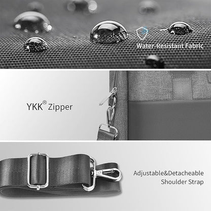 WIWU 14 Inch Laptop Bag for Men Women, Water-Resistant Laptop Case with Shoulder Strap Messenger Work Bag for Business Travel Compatible with MacBook Air Pro/Dell XPS/HP Envy/Microsoft Surface(Grey)