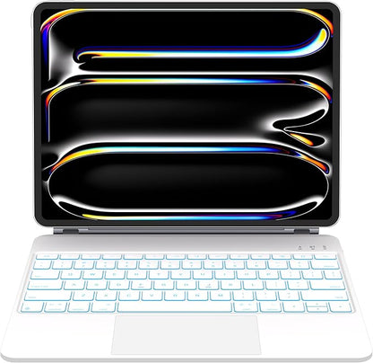 iPad Pro 13 inch case 2024 with Keyboard, Keyboard Case for iPad Pro 13-inch (M4, 2024) with 7 Colors Backlight, Multi-Touch Trackpad, Easy-Set Magnetic Stand, Auto Sleep/Wake (White)