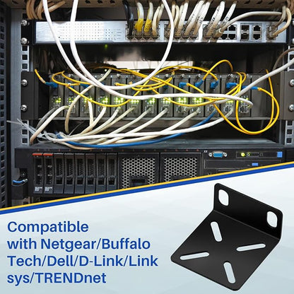 Pelopy Rack Mount Kit Compatible with 17.3 Inch Wide Switches, Adjustable Rack Ears Universal Mount Brackets Compatible with Netgear/Buffalo Tech/Dell/D-Link/Linksys/TRENDnet Products
