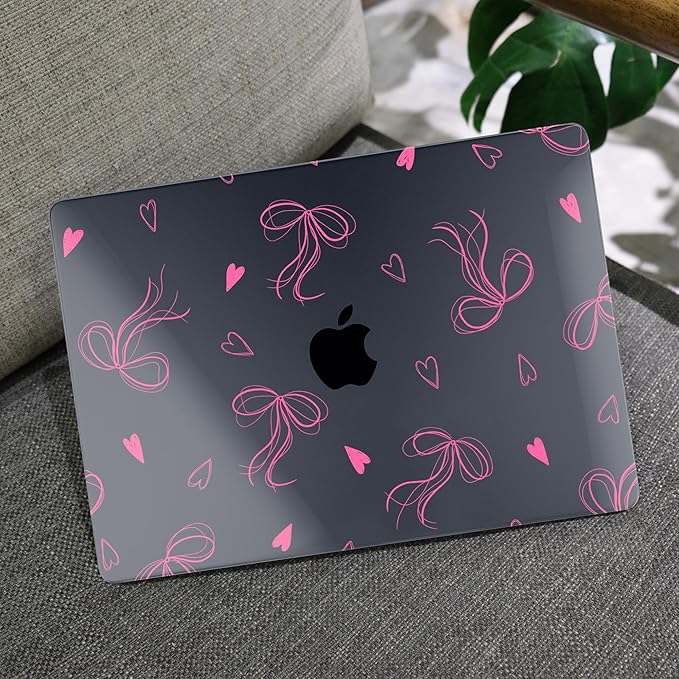 MEEgoodo for M4/M3/M2 MacBook Air 15.3 inch Case 2025 2024 2023, Case Fit Model (A3241/A3114/A2941) for MacBook Air 15 inch, Laptop Hard Shell with Keyboard Cover, Ribbons Bow