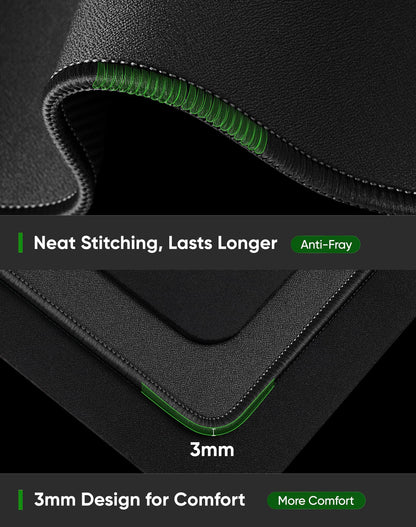 ALOANES Black Waterproof Desk Mat, Large Mouse Pad with Extended Mouse Mat, with Anti Slip Base, Stitched Edge, Grain Jacquard Surface, Perfect for Gamer, Office & Home, 3XL 15.74''x35.43''x0.12''