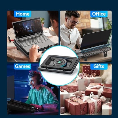 llano Laptop Cooling Pad, Gaming Laptop Cooler with Powerful Turbo Cooling Fan(5.5inch Diameter), Infinitely Variable Speed, Touch Control, 3-Port USB A, for Fast Cooling Laptop 15.6-21in