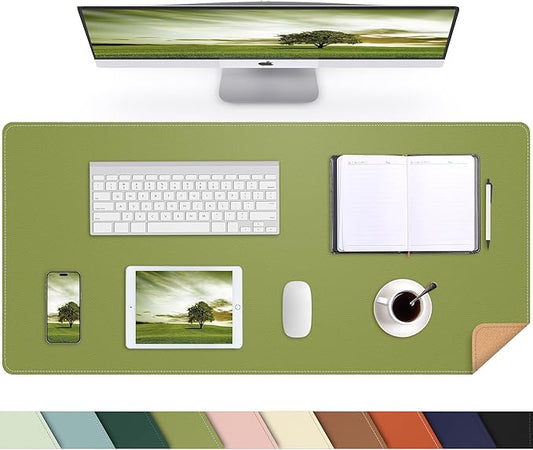 AFIING Cork Desk Mat, 35.4" x 17", Olive Green,Desk pad Protector