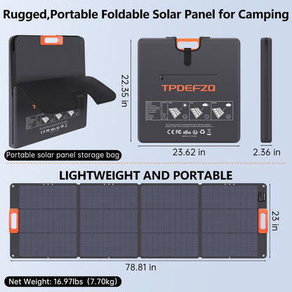 TPDEFZQ N-Type 16BB 200W Portable Solar Panel for Power Station ETFE Foldable Solar Panel High 25% Efficiency IP68 Waterproof Solar Panels Kit for Outdoor Camping RV Backuot