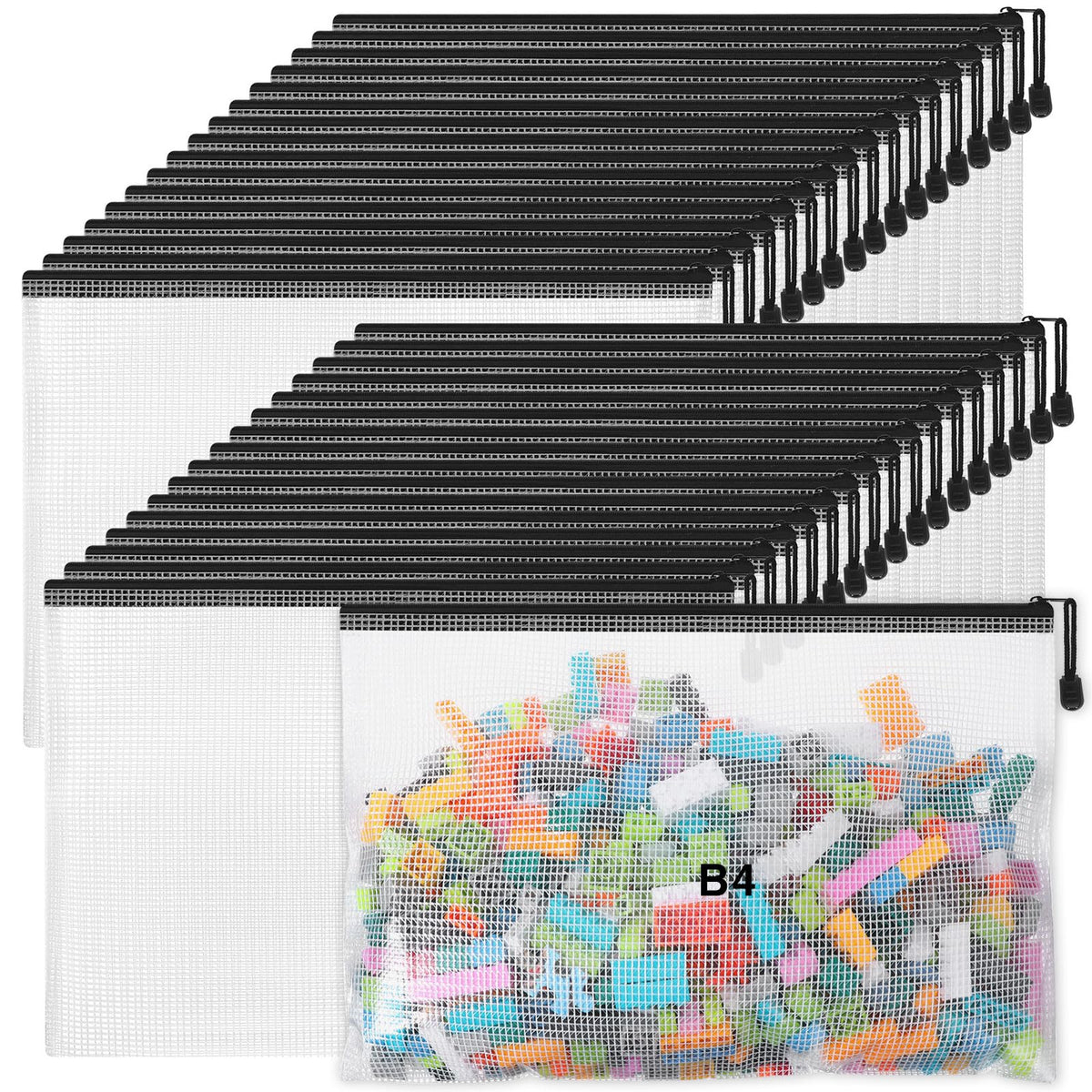 Jetec 32 Mesh Zipper Bags Bikini, Grey, 7.5 x 5 Inch, 32 Pcs
