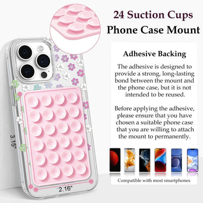 Anteel Silicone Suction Phone Case Mount, Non Slip Sticky Phone Grip for Cellphone, Silicon Adhesive Suction Cup Phone Mount, Strong Grip Holder for Selfies and Videos (Translucent)