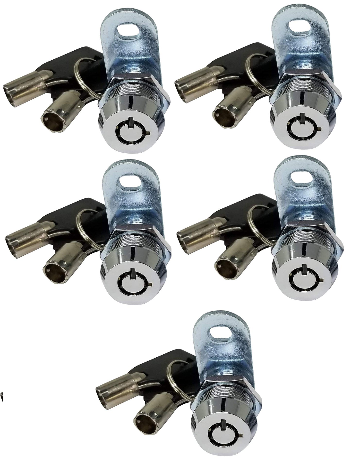 5/8" Tubular Cam Lock (5 Pack-90° Chrome) RV, Toolbox, Cabinet Replacement